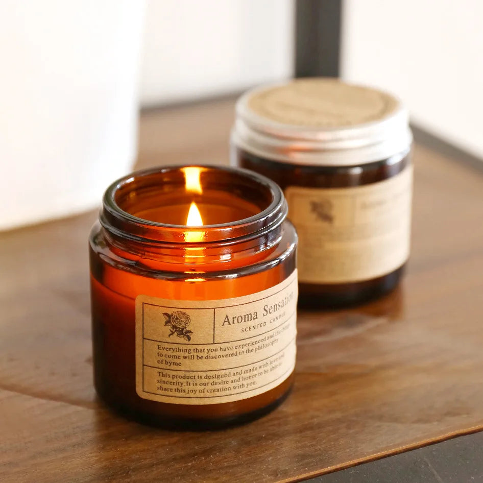 Dropshipping Handmade Aromatherapy Soy Wax Candle Brown Bottle Fragrance Sleep Aid Incense for Home Bedroom Holiday Gift Box